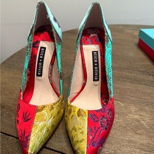 Alice + Olivia Red and Yellow Heels